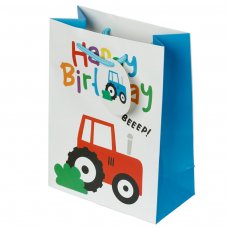 GBAG93B: Happy Birthday Little Tractors Gift Bag - Medium (23 x 17 cm)