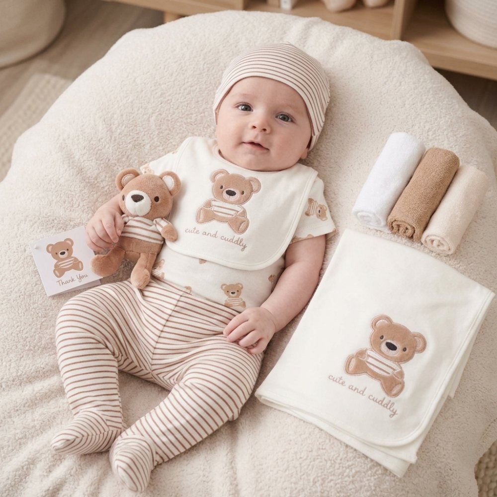 J16770: Baby Unisex 10 Piece Mesh Bag Gift Set (NB- 6 Months) J16770: Baby Unisex 10 Piece Mesh Bag Gift Set (NB- 6 Months)