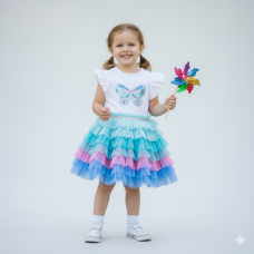H14006TOD: Girls Sequin Embroidery Butterfly Tutu Dress (3-5 Years)