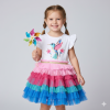 H14007TOD: Girls Sequin Embroidery Hummingbird Tutu Dress (3-5 Years)