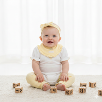 H14329NB: Baby Girls 4 Piece Ribbed Outfit (0-9 Months)