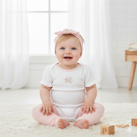 H13285NB: Baby Girls 4 Piece Ribbed Outfit (0-9 Months)