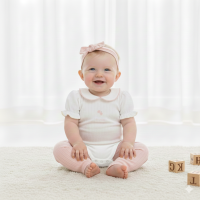 H14330NB: Baby Girls 4 Piece Ribbed Outfit (0-9 Months)