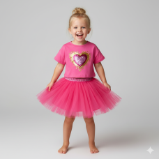 F10290TOD: Girls Heart T-Shirt & Tutu Skirt Outfit (3-5 Years)