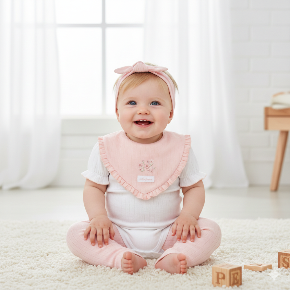 H13285NB: Baby Girls 4 Piece Ribbed Outfit (0-9 Months) H13285NB: Baby Girls 4 Piece Ribbed Outfit (0-9 Months)