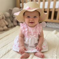 BW-0503-0807: Baby Girls Princess Straw Hat With Bow (12-24 Months)