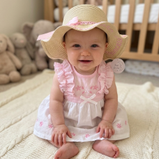 BW-0503-0807: Baby Girls Princess Straw Hat With Bow (12-24 Months)