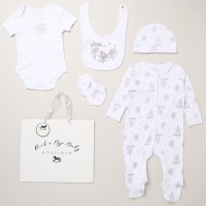 H12678:  Baby Unisex "Hello Friends" 6 Piece Mesh Bag Gift Set (NB-6 Months)