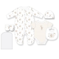 H12679NB: Baby Unisex Reach For The Stars 6 Piece Mesh Bag Gift Set (NB-6 Months)