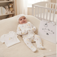 H12681NB: Baby Unisex "Hello Baby" 6 Piece Mesh Bag Gift Set (NB-6 Months)