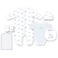 H12684NB: Baby Boys Turtle 6 Piece Mesh Bag Gift Set (NB-6 Months)