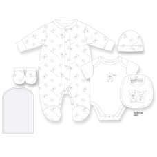 H12775NB: Baby Unisex Hello Little One 6 Piece Mesh Bag Gift Set (NB-6 Months)