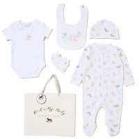 H12777NB: Baby Unisex "ABC" 6 Piece Mesh Bag Gift Set (NB-6 Months)