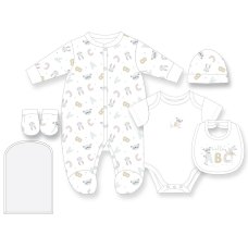 H12777NB: Baby Unisex "ABC" 6 Piece Mesh Bag Gift Set (NB-6 Months)