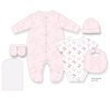 H12811NB: Baby Girls Bows 6 Piece Mesh Bag Gift Set (NB-6 Months)