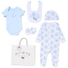 H12812NB: Baby Boys "Hello Baby" 6 Piece Mesh Bag Gift Set (NB-6 Months)