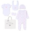 H12813NB: Baby Girls Teddy 6 Piece Mesh Bag Gift Set (NB-6 Months)