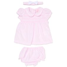H12820NB: Baby Girls Dress, Pant & Headband Set (0-9 Months)