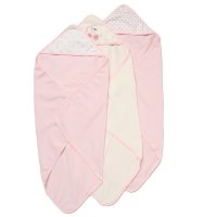 H12687: Baby Cherry & Hearts 6 Piece Hooded Towels & Washcloths Bath Time Set