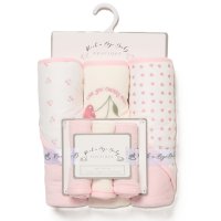 H12687: Baby Cherry & Hearts 6 Piece Hooded Towels & Washcloths Bath Time Set