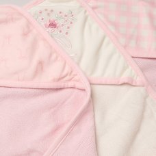 H12868: Baby Girls Floral 6 Piece Hooded Towels & Washcloths Bath Time Set