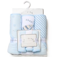 H12869: Baby Boys Sailor 6 Piece Hooded Towels & Washcloths Bath Time Set