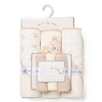 H12871: Baby Unisex Bears 6 Piece Hooded Towels & Washcloths Bath Time Set