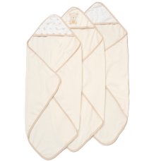 H12871: Baby Unisex Bears 6 Piece Hooded Towels & Washcloths Bath Time Set