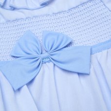 H12903: Baby Girls Smocked Romper With Bow (0-9 Months)
