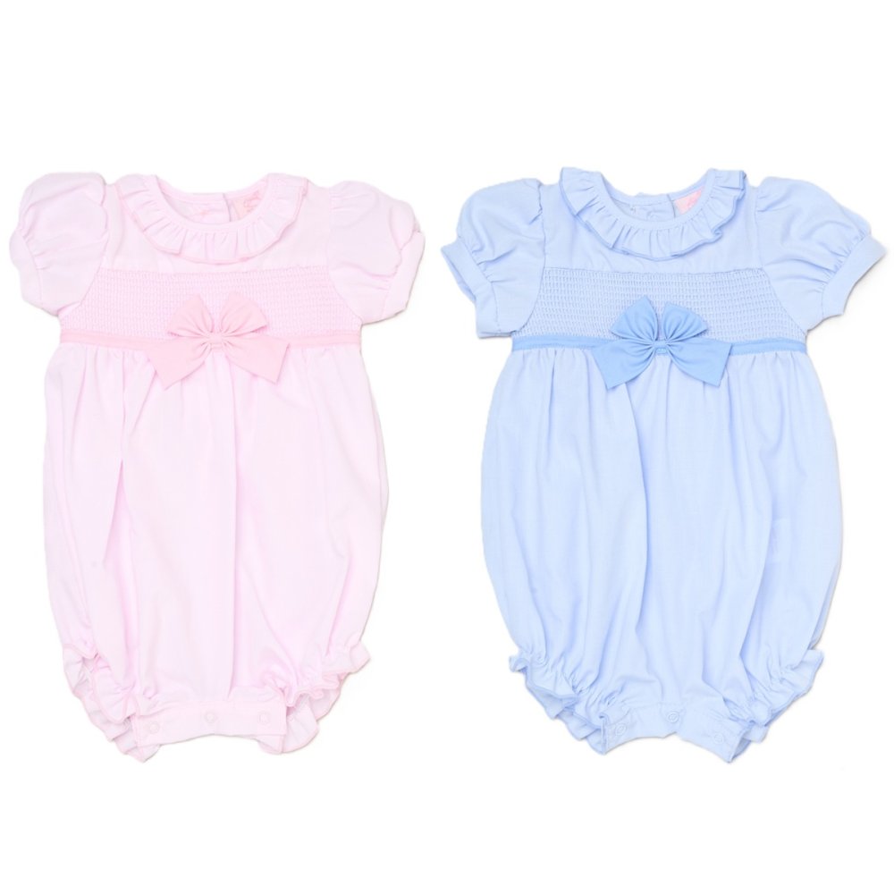 H12903: Baby Girls Smocked Romper With Bow (0-9 Months) H12903: Baby Girls Smocked Romper With Bow (0-9 Months)