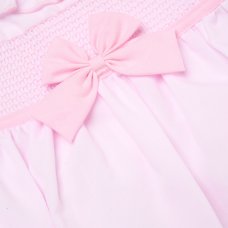H12903: Baby Girls Smocked Romper With Bow (0-9 Months)