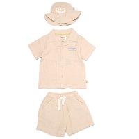 H12910TOD: Boys Woven Fabric Shirt, Short & Bucket Hat Set (2-4 Years)