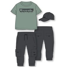 H13032: Boys Bench T- Shirt, Cargo Trousers & Cap Set (18 Months-5 Years)