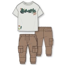 H13053: Boys Bench Drop Shoulder T- Shirt & Cargo Trousers (18 Months-5 Years)
