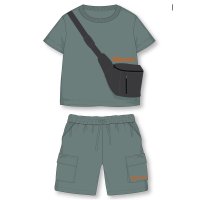H13056: Boys Bench T- Shirt With Functional Applique Bag & Shorts Set (18 Months-5 Years)