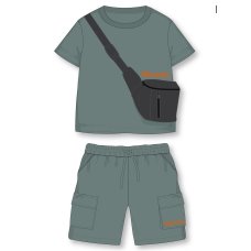 H13056: Boys Bench T- Shirt With Functional Applique Bag & Shorts Set (18 Months-5 Years)