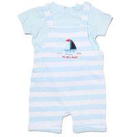 H13194NB: Baby Boys Sailor Dungaree & T-Shirt Set (3-12 Months)