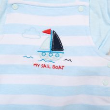 H13194NB: Baby Boys Sailor Dungaree & T-Shirt Set (3-12 Months)