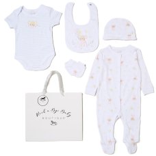 H13272NB: Baby Girls Mouse 6 Piece Mesh Bag Gift Set (NB-6 Months)