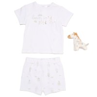 H13274NB: Baby Unisex Giraffe T-Shirt, Shorts & Plush Toy Set - Born In 2026 (0-9 Months)