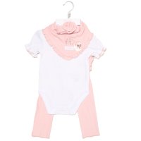 H13285NB: Baby Girls 4 Piece Ribbed Outfit (0-9 Months)