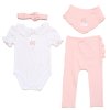 H13285NB: Baby Girls 4 Piece Ribbed Outfit (0-9 Months)