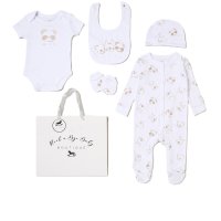 H13292NB: Baby Unisex Animals 6 Piece Mesh Bag Gift Set (NB-6 Months)