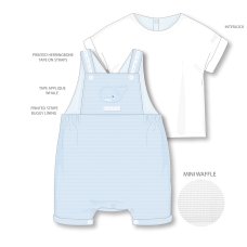 H13408NB: Baby Boys Waffle Fabric Dungaree & T-Shirt Set (0-9 Months)