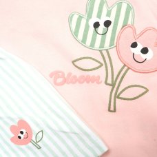 H13638INF: Baby Girls Flower Applique T-Shirt, Shorts & Sunglasses Outfit (9-24 Months)