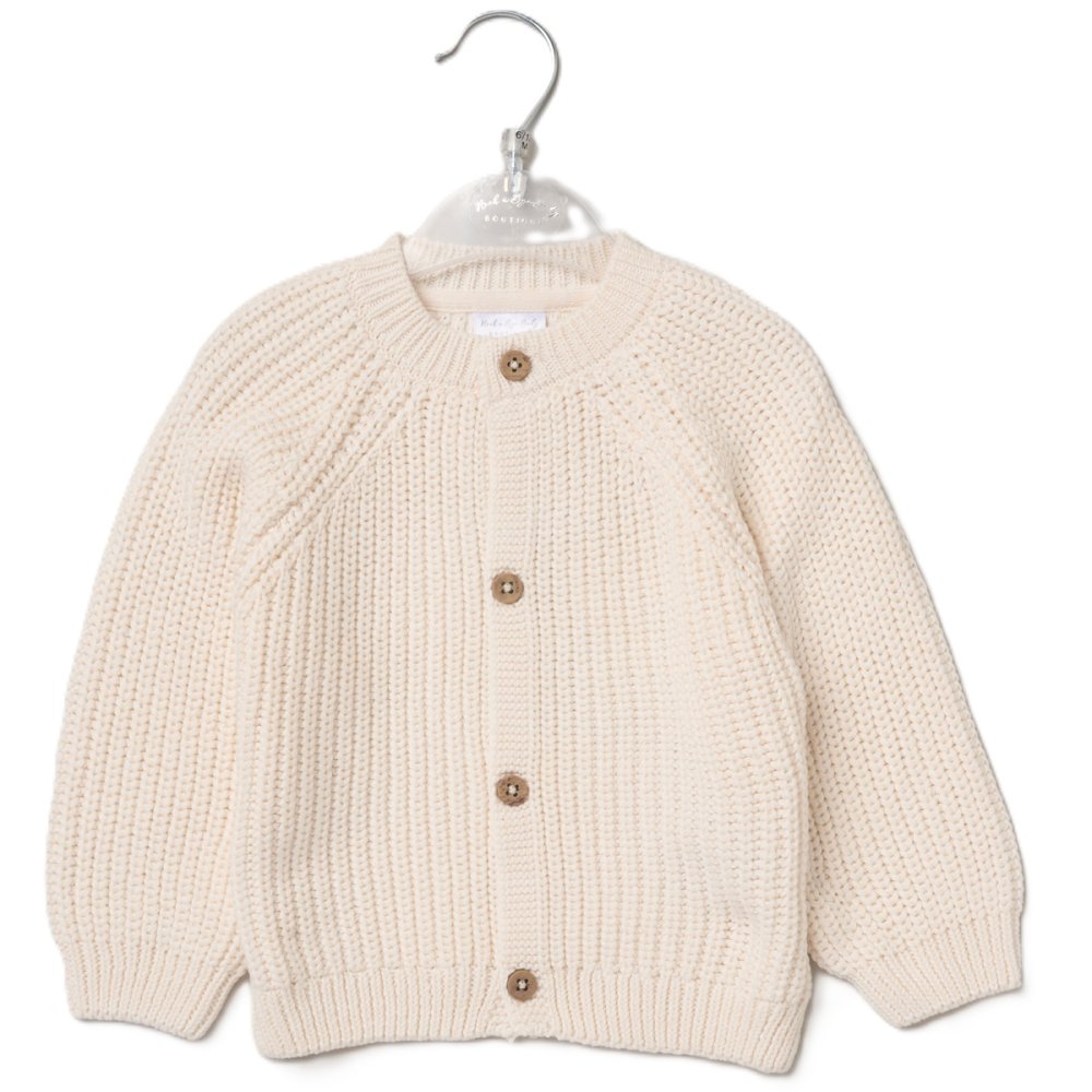 H13661NB: Baby Cream Cotton Knit Cardigan With Embroidery Detail- Born In 2026 (0-12 Months) H13661NB: Baby Cream Cotton Knit Cardigan With Embroidery Detail- Born In 2026 (0-12 Months)