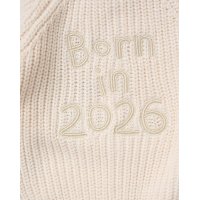 H13661NB: Baby Cream Cotton Knit Cardigan With Embroidery Detail- Born In 2026 (0-12 Months)