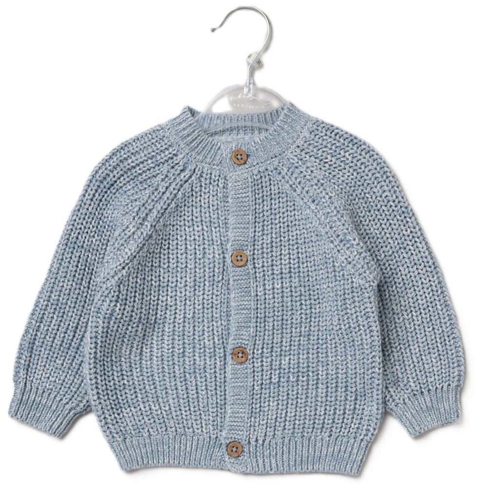 H13662NB: Baby Blue Cotton Knit Cardigan With Embroidery Detail- Brother (0-12 Months) H13662NB: Baby Blue Cotton Knit Cardigan With Embroidery Detail- Brother (0-12 Months)