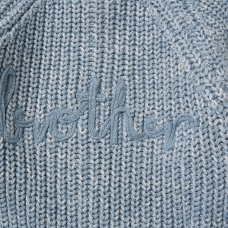 H13662NB: Baby Blue Cotton Knit Cardigan With Embroidery Detail- Brother (0-12 Months)