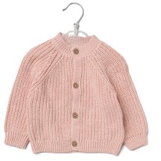 H13663NB: Baby Pink Cotton Knit Cardigan With Embroidery Detail- Sister (0-12 Months)